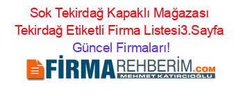 Sok+Tekirdağ+Kapaklı+Mağazası+Tekirdağ+Etiketli+Firma+Listesi3.Sayfa Güncel+Firmaları!