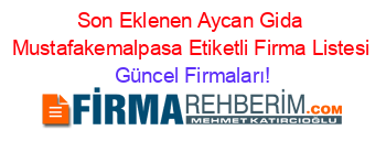 Son+Eklenen+Aycan+Gida+Mustafakemalpasa+Etiketli+Firma+Listesi Güncel+Firmaları!