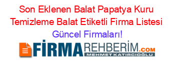 Son+Eklenen+Balat+Papatya+Kuru+Temizleme+Balat+Etiketli+Firma+Listesi Güncel+Firmaları!