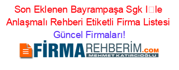 Son+Eklenen+Bayrampaşa+Sgk+İle+Anlaşmalı+Rehberi+Etiketli+Firma+Listesi Güncel+Firmaları!