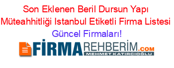 Son+Eklenen+Beril+Dursun+Yapı+Müteahhitliği+Istanbul+Etiketli+Firma+Listesi Güncel+Firmaları!