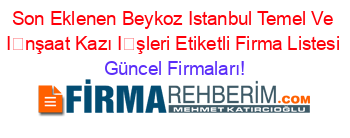 Son+Eklenen+Beykoz+Istanbul+Temel+Ve+İnşaat+Kazı+İşleri+Etiketli+Firma+Listesi Güncel+Firmaları!