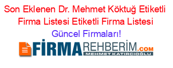 Son+Eklenen+Dr.+Mehmet+Köktuğ+Etiketli+Firma+Listesi+Etiketli+Firma+Listesi Güncel+Firmaları!