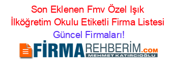 Son+Eklenen+Fmv+Özel+Işık+İlköğretim+Okulu+Etiketli+Firma+Listesi Güncel+Firmaları!