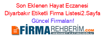 Son+Eklenen+Hayat+Eczanesi+Diyarbakır+Etiketli+Firma+Listesi2.Sayfa Güncel+Firmaları!