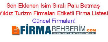 Son+Eklenen+Isim+Sıralı+Palu+Betmaş+Yıldız+Turizm+Firmaları+Etiketli+Firma+Listesi Güncel+Firmaları!