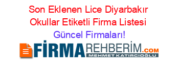 Son+Eklenen+Lice+Diyarbakır+Okullar+Etiketli+Firma+Listesi Güncel+Firmaları!