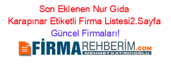 Son+Eklenen+Nur+Gıda+Karapınar+Etiketli+Firma+Listesi2.Sayfa Güncel+Firmaları!