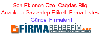 Son+Eklenen+Ozel+Cağdaş+Bilgi+Anaokulu+Gaziantep+Etiketli+Firma+Listesi Güncel+Firmaları!