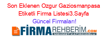 Son+Eklenen+Ozgur+Gaziosmanpasa+Etiketli+Firma+Listesi3.Sayfa Güncel+Firmaları!