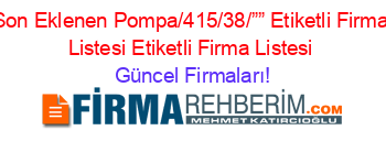 Son+Eklenen+Pompa/415/38/””+Etiketli+Firma+Listesi+Etiketli+Firma+Listesi Güncel+Firmaları!