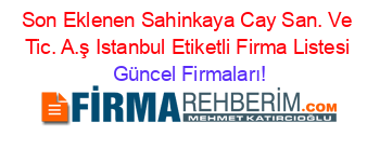 Son+Eklenen+Sahinkaya+Cay+San.+Ve+Tic.+A.ş+Istanbul+Etiketli+Firma+Listesi Güncel+Firmaları!
