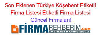 Son+Eklenen+Türkiye+Köşebent+Etiketli+Firma+Listesi+Etiketli+Firma+Listesi Güncel+Firmaları!