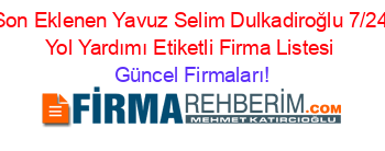 Son+Eklenen+Yavuz+Selim+Dulkadiroğlu+7/24+Yol+Yardımı+Etiketli+Firma+Listesi Güncel+Firmaları!