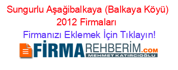Sungurlu+Aşağibalkaya+(Balkaya+Köyü)+2012+Firmaları+ Firmanızı+Eklemek+İçin+Tıklayın!
