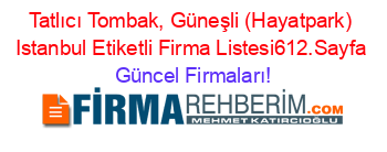 Tatlıcı+Tombak,+Güneşli+(Hayatpark)+Istanbul+Etiketli+Firma+Listesi612.Sayfa Güncel+Firmaları!
