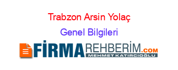 Trabzon+Arsin+Yolaç Genel+Bilgileri