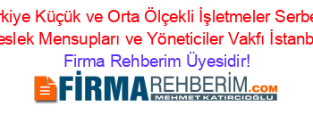 Türkiye+Küçük+ve+Orta+Ölçekli+İşletmeler+Serbest+Meslek+Mensupları+ve+Yöneticiler+Vakfı+İstanbul Firma+Rehberim+Üyesidir!
