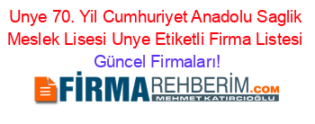 Unye+70.+Yil+Cumhuriyet+Anadolu+Saglik+Meslek+Lisesi+Unye+Etiketli+Firma+Listesi Güncel+Firmaları!