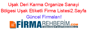 Uşak+Deri+Karma+Organize+Sanayi+Bölgesi+Uşak+Etiketli+Firma+Listesi2.Sayfa Güncel+Firmaları!