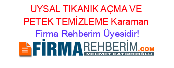 UYSAL+TIKANIK+AÇMA+VE+PETEK+TEMİZLEME+Karaman Firma+Rehberim+Üyesidir!