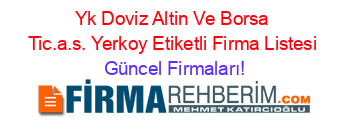 Yk+Doviz+Altin+Ve+Borsa+Tic.a.s.+Yerkoy+Etiketli+Firma+Listesi Güncel+Firmaları!