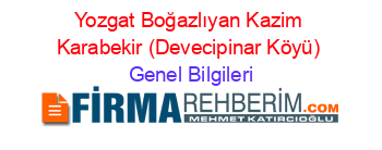Yozgat+Boğazlıyan+Kazim+Karabekir+(Devecipinar+Köyü) Genel+Bilgileri