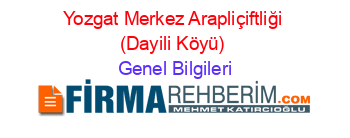 Yozgat+Merkez+Arapliçiftliği+(Dayili+Köyü) Genel+Bilgileri