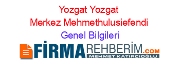 Yozgat+Yozgat+Merkez+Mehmethulusiefendi Genel+Bilgileri