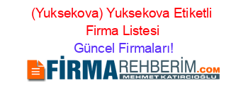 (Yuksekova)+Yuksekova+Etiketli+Firma+Listesi Güncel+Firmaları!
